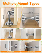 Door Stoppers Magnetic Door Catch, Stainless Steel Magnetic Door Stop 2 Pack, Double-Sided Adhesive Tape, No Drilling, Screws for Stronger Mount, Holder Your Door Open for Wide Doors