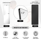 Large Full Length Body Mirror for Floor & Wall in Bedroom - Metal Frame - Big & Tall Long Mirror for Leaning - Full Length Wall Mirror Size 65" X 21" (Black, Slim Lip)