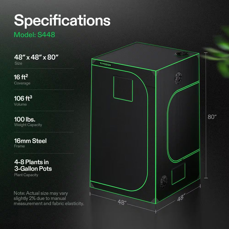 4 Ft. X 4 Ft. Mylar Hydroponic Grow Tent with Observation Window and Floor Tray