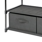 4 Shelf Closet Storage Organizer for Clothes with 2 Fabric Bins, Black, Metal Frame