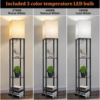 63" Shelf Floor Lamps with Shelves for Living Room Bedroom Office  Wood Modern Standing Lamps Black